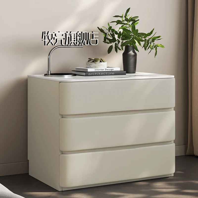 LTT minimalist all-solid wood bedside table simple modern light luxury side cabinet