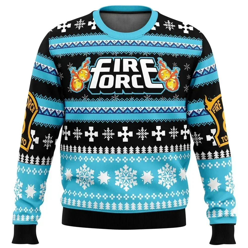 2024 New Christmas Flame Fire Force Ugly Christmas Gift Santa Claus Pullover Men 3D Sweatshirt And Top Autumn And Winter Cloth