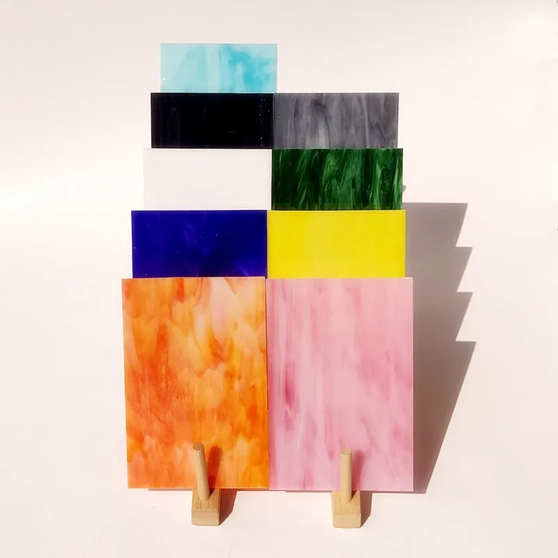 9pcs 4X6in/10x15cm  stained glass sheets DIY mosaic tile lampshade handicraft material  transparent glass  Blue brown color