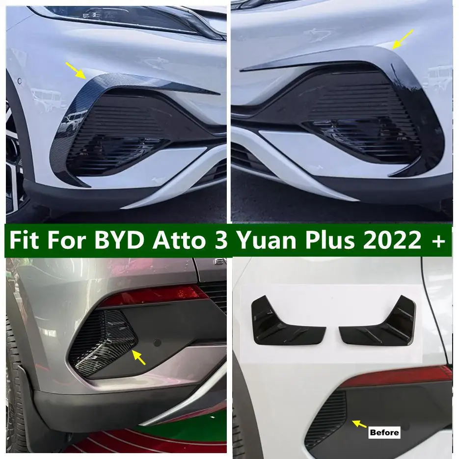 

Front Bumper Fog Light Grille Wind Knife Rear Fog Lamp Eyebrow Cover Trim For BYD Atto 3 Yuan Plus 2022 2023 2024 Accessories