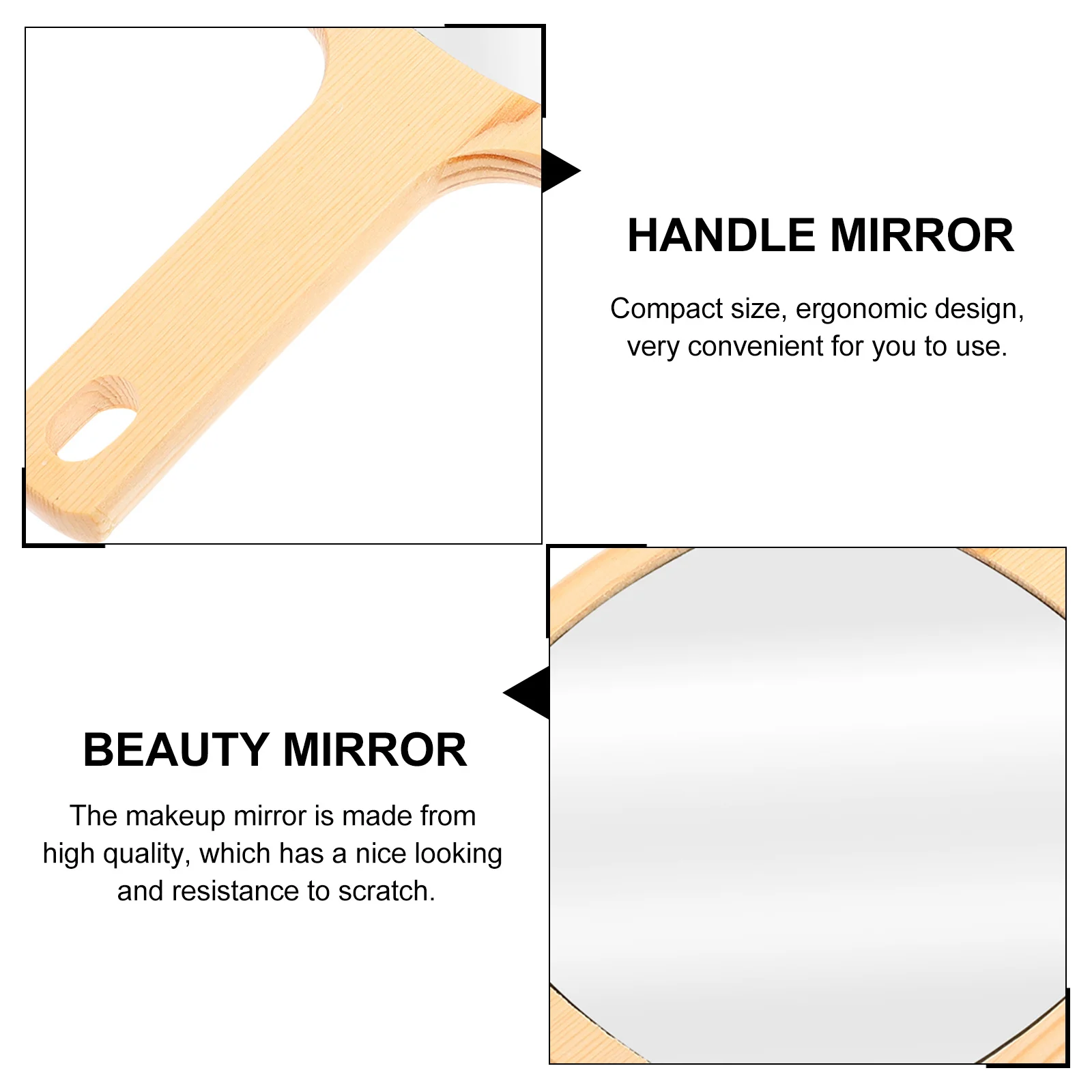 

1Pcs Makeup Mirror Wooden Handle Small Portable Handheld Mirror High Definition Surface for Women Makeup Accessories