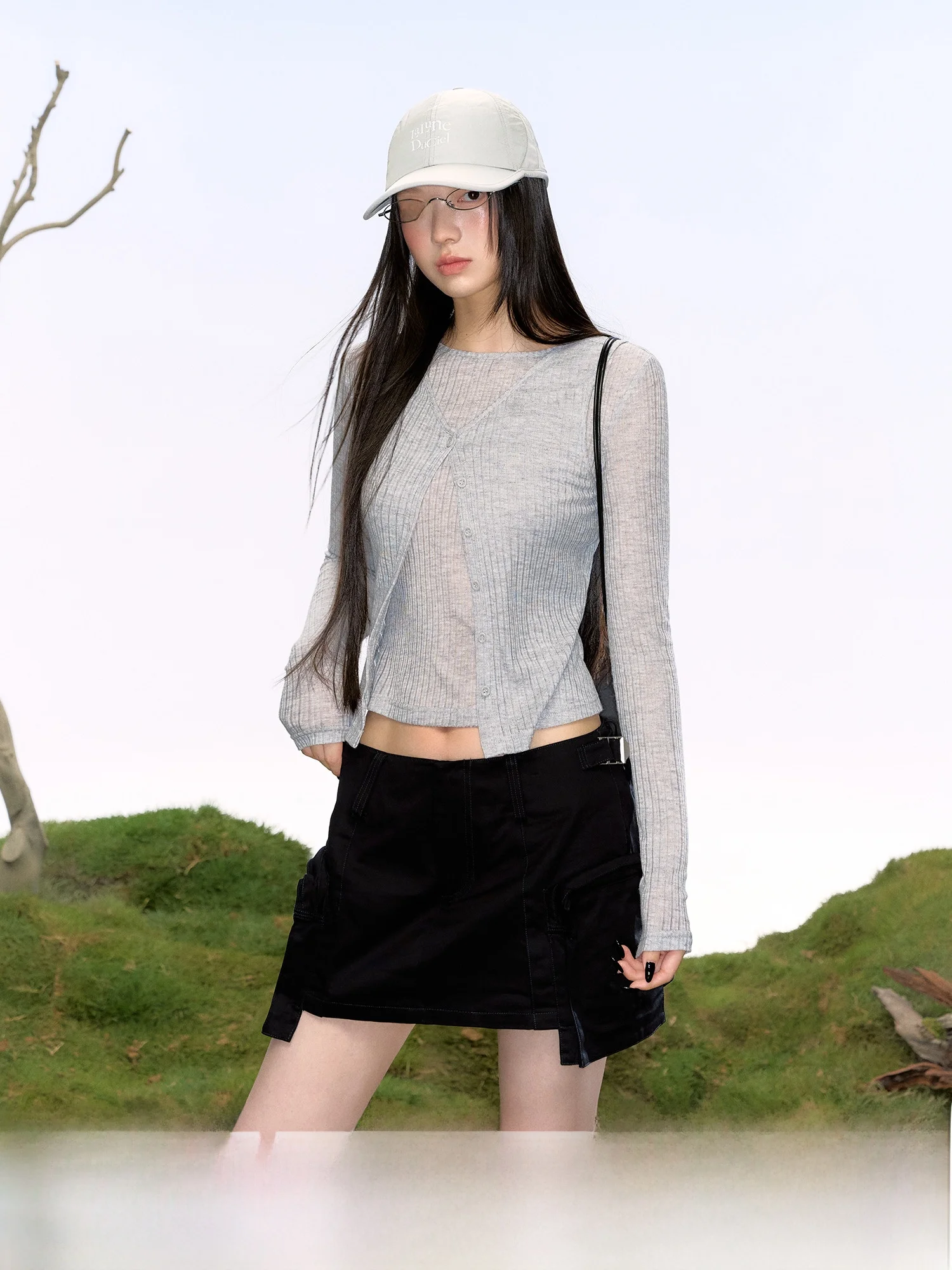 

LaluneDuCiel Lightweight Knitted Sweater/ Vest Women's Summer Casual Striped Two-Piece Set Commute Sle Polyester Fiber