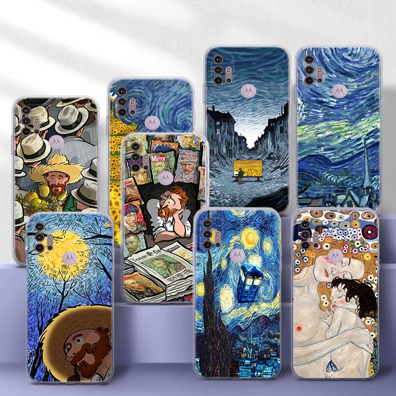 Kiss Gustav Klimt Van Gogh Soft Case for Moto G Play E20 E4 E40 E5 E6 E6S E7 Power Edge 20 Lite Pro G200 G30 G4