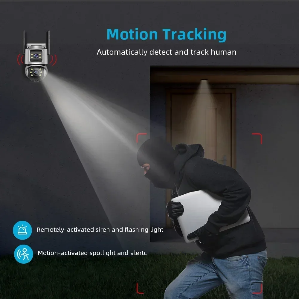 Dual Lens Outdoor WIFI PTZ Camera Wireless 5MP 8CH NVR CCTV Two Way Audio Security Camera Video Surveillance Home Sound System