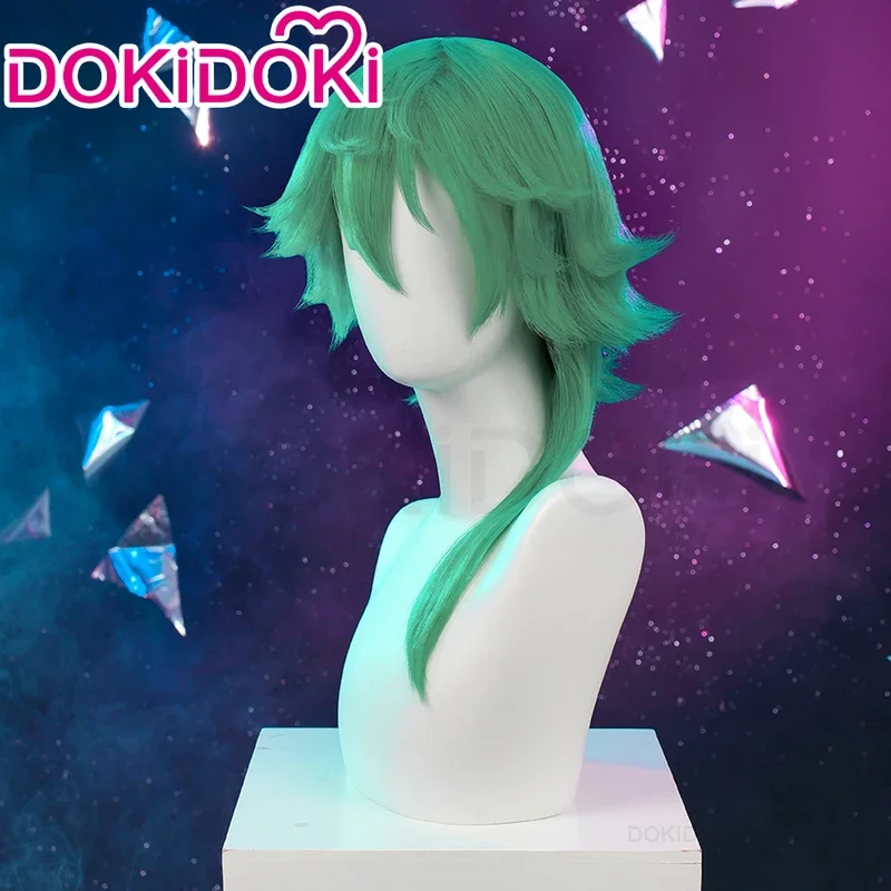 متوفر في المخزون شعر مستعار Ezreal لعبة شعر مستعار تأثيري DokiDoki الرجال الشعر الأخضر القلب Ezreal شعر مستعار تأثيري مقاومة للحرارة الشعر غطاء شعر مستعار مجاني