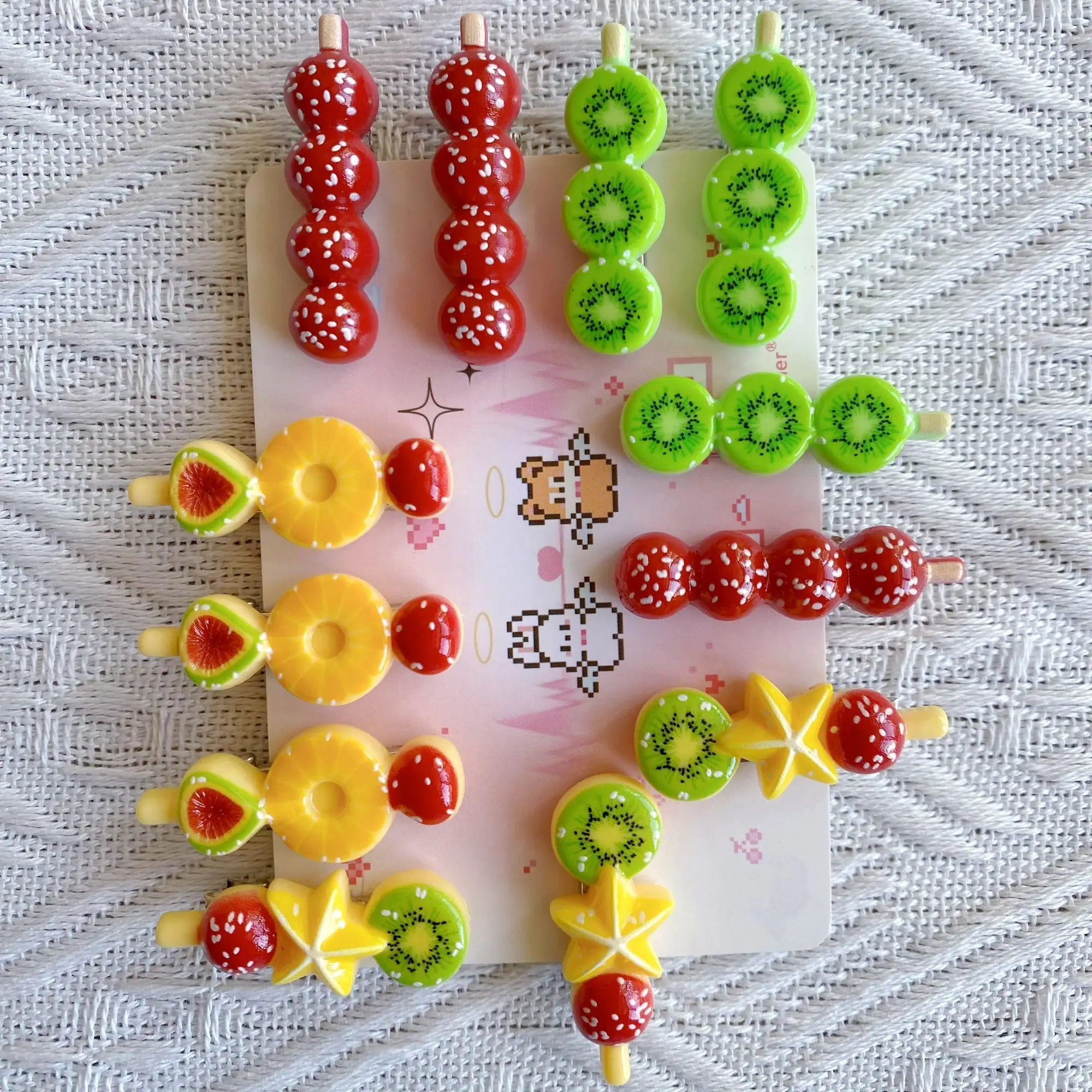 Resin candied hairpin, kiwi hawthorn string, multi-functional side bangs clip, cute baby hair accessories