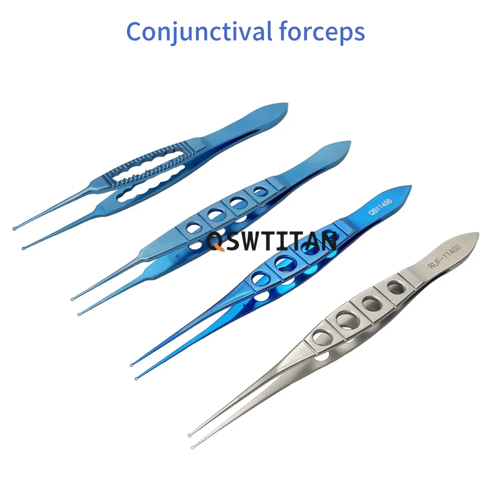 QSWTITAN Conjunctiva Fechtner Forceps Ring Tips Ophthalmic Tweezers Eye Instrument  Titanium