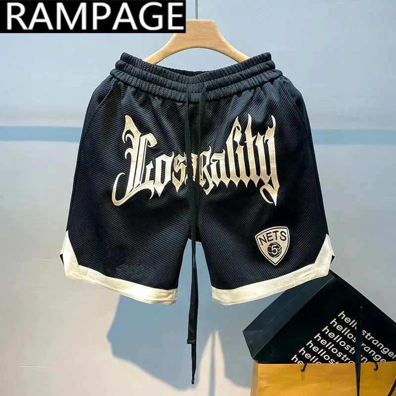 Sweatpants الأمريكية كرة السلة السراويل الصيف الرياضية رقيقة خمس نقاط السراويل الشارع الهيب هوب العصرية ماركة التطريز فضفاض السراويل #4
