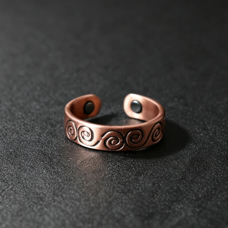 Pure Copper Magnetic Ring for Women Men Adjustable Open Band Unisex Energy Balance Wellness Jewelry Gift