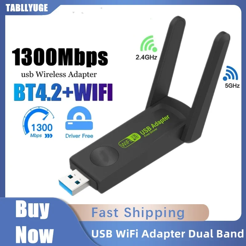 

1300Mbps USB 3.0 WiFi Adapter Dual Band 2.4G/5Ghz Wireless WiFi Dongle Antenna USB Ethernet Network Card Receiver For Laptop PC