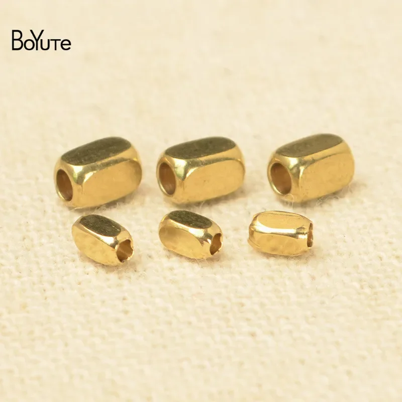 BoYuTe (100 Pieces/Lot) 2*4MM 2.5*6MM 3*5MM Metal Brass Cuboid Beads Spacer Loose Beads Jewelry Making Materials