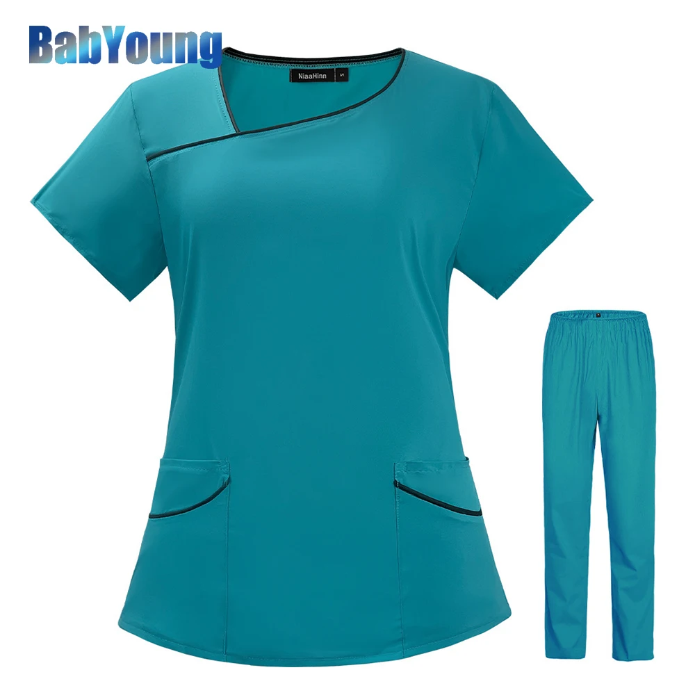 

Men Doctor Uniform Nursing Scrub Set Nurse Workwear Women Health Service Outfit Work Clothing Top And Pant Scrubs Uniforms