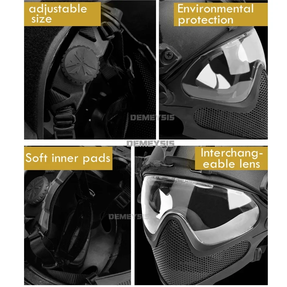 Casco táctico FAST con máscara y gafas protectoras para airsoft - imagen 4