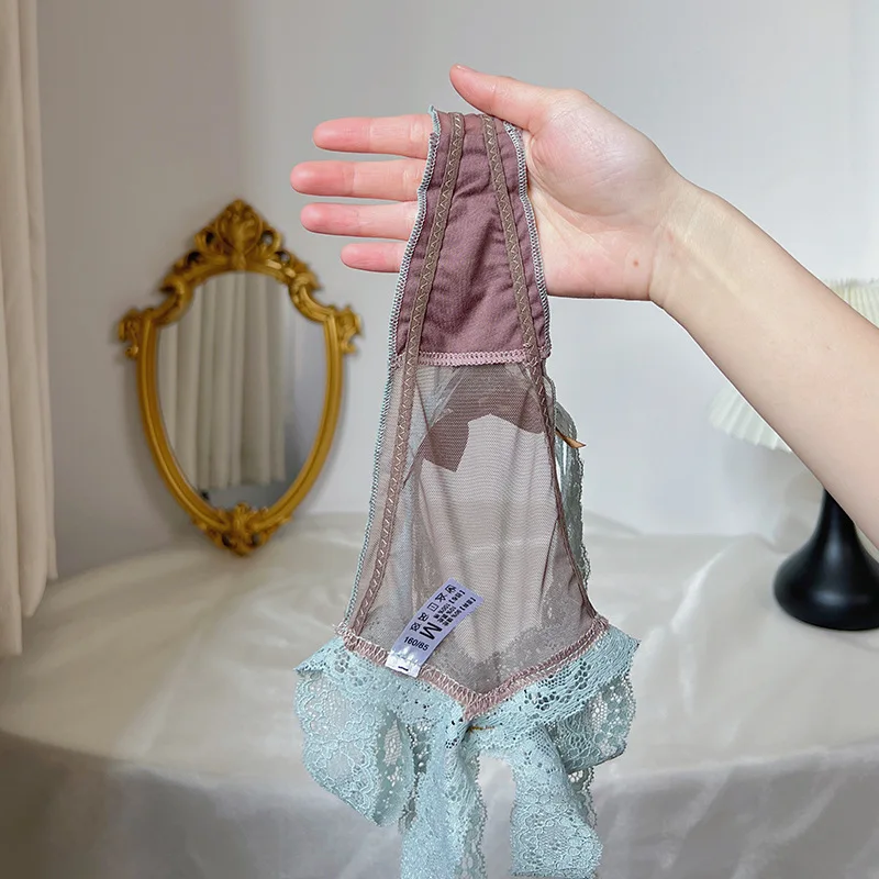 مقوس دانتيل شفاف مثير سويتي منخفضة الخصر مثلث الملابس الداخلية النساء سلس سراويل سراويل داخلية نسائية من الدانتيل الجوف خارج ثونغ T سراويل