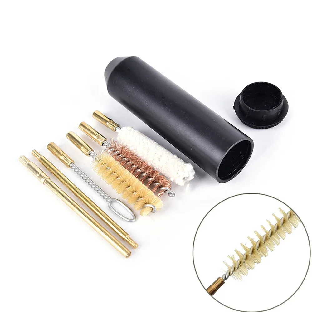 7Pcs/set 9MM Barrel Brush Gun Cleaning Kit Portable Rust Removal Copper Brushes Clean Corroded Surfaces Boar Bristle Brush