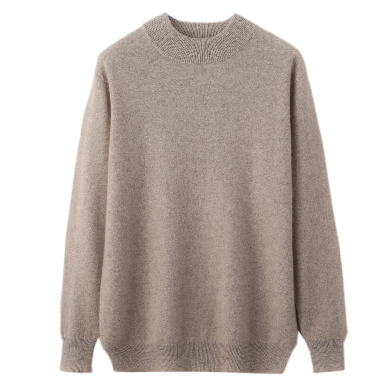 Pull à col Semi-haut pour hommes, 100% laine mérinos Pure, couleur unie, grande taille, pull décontracté, sport d'automne et d'hiver, haut en cachemire