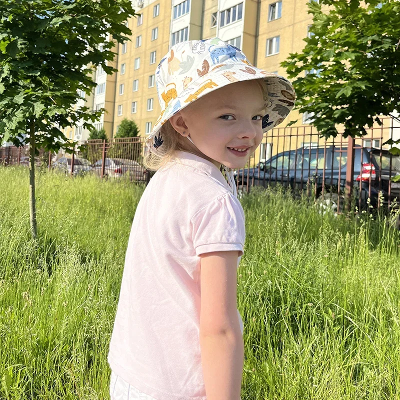 Sommer Baby Sonnenhut für Mädchen Mode Strand Sonne Kappe Cartoon Tier Herbst Jungen Fischer Kappe Outdoor UV Eimer Hut für Kinder – Detail 8