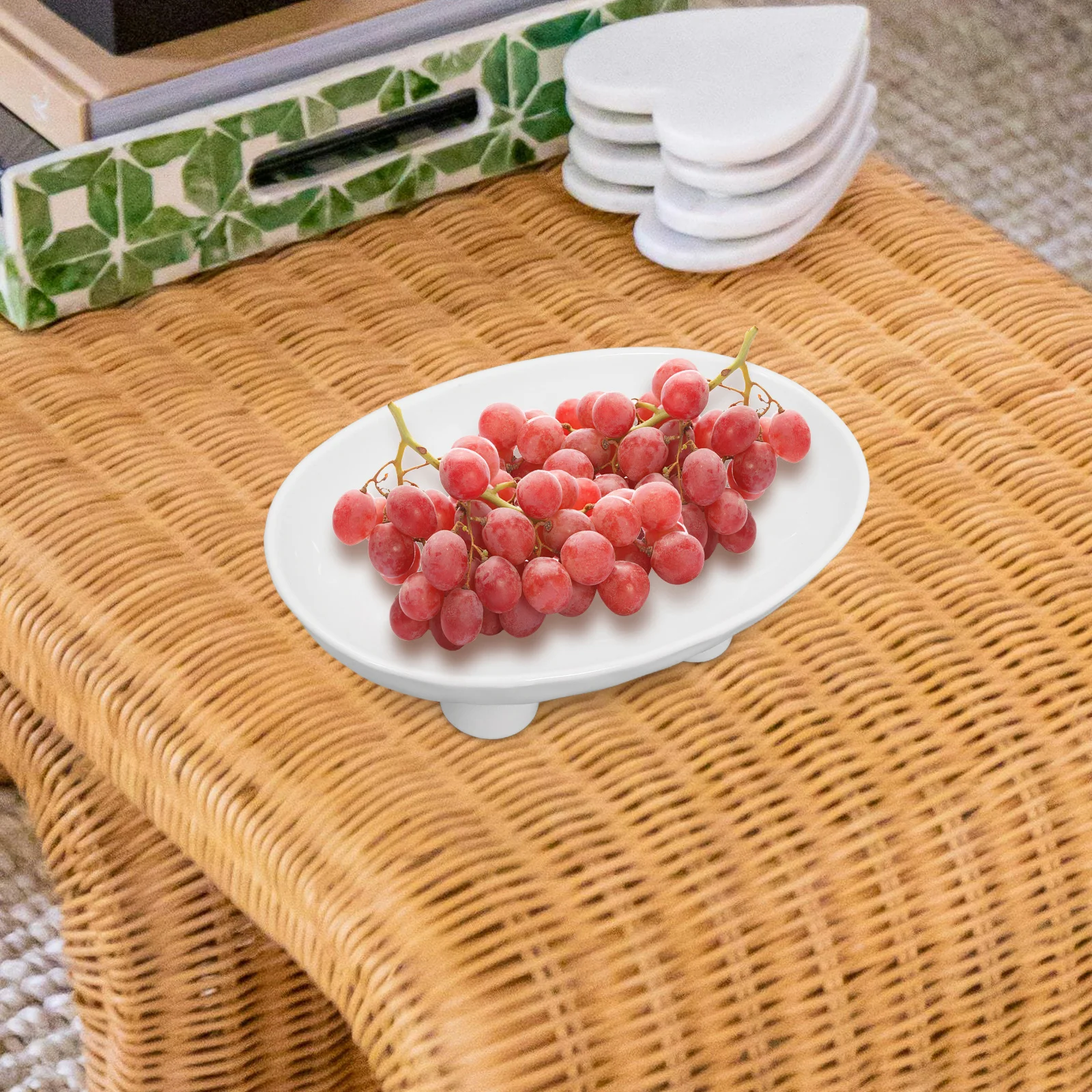 

Ceramic Three Legged Fruit Bowl Eva Material Decorative Footed Bowl for Kitchen Countertop Fruit Holder Organizer