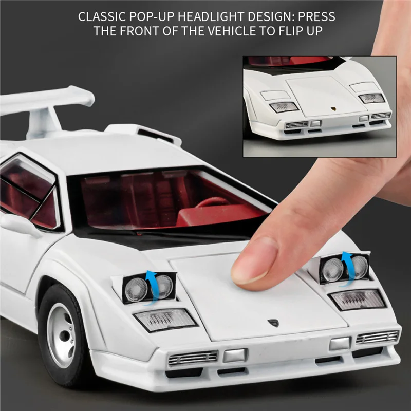 1:32 Countach LP5000s Legering Sportwagen Model Diecasts Metal Track Racewagen Voertuigen Model Simulatie Geluid Licht Kinderen Speelgoed Gift