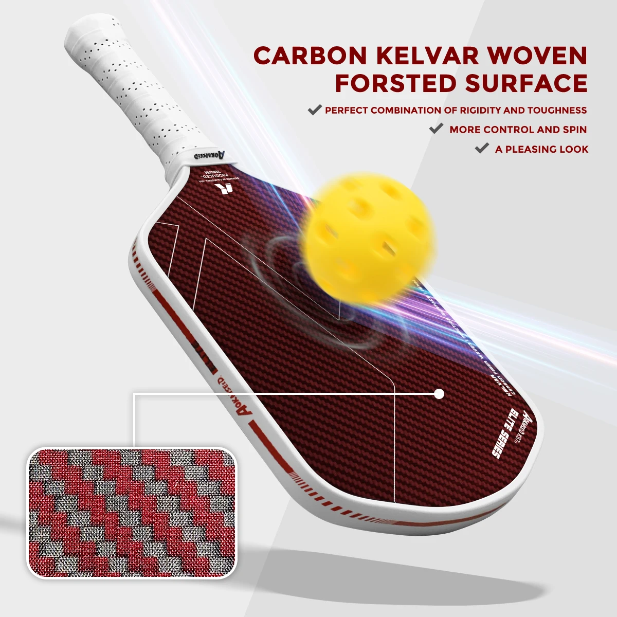 Blue Red Kelvar Rough Surface Pickleball Paddle T700 Carbon Fiber Thermoformed Foam Edge Unibody Racket with Integrated Handle