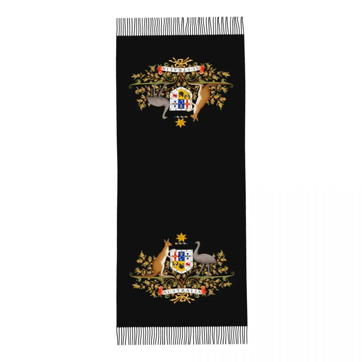 Custom Coat Of Arms Of Australia Flag Tassel Scarf Women Soft Shawls Wraps Ladies Winter Scarves