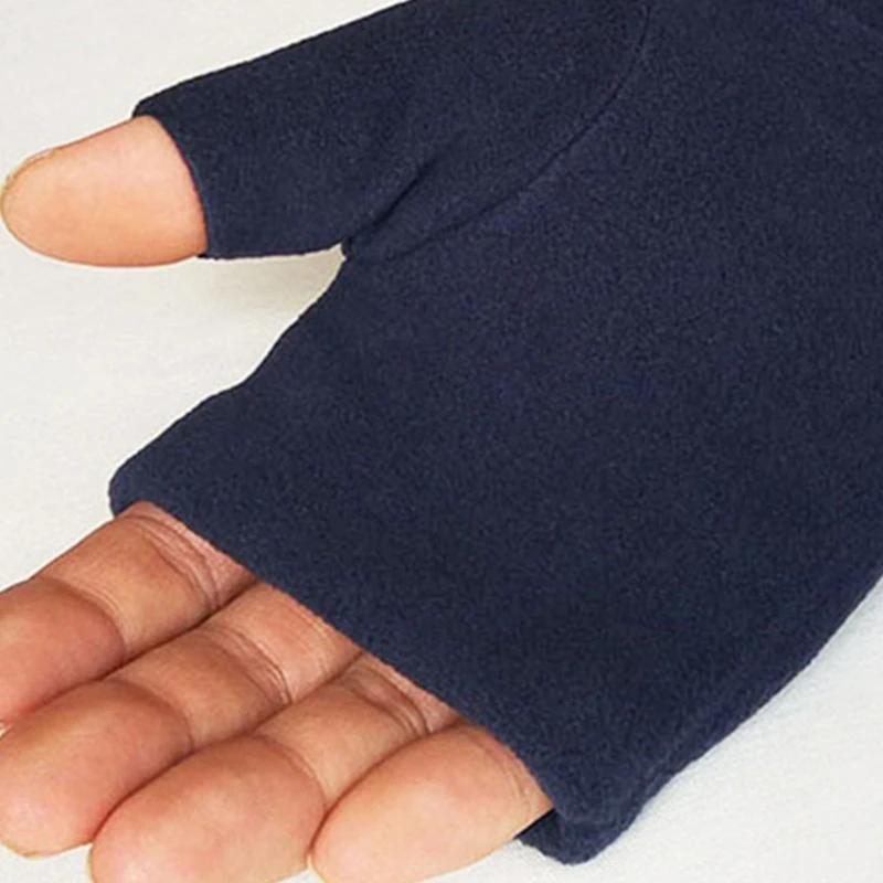 Gants sans doigts demi-doigts noirs pour femmes et hommes, mitaines de conduite en velours, gants de poignet tricotés en laine, écran tactile, chaud, hiver, 1 paire