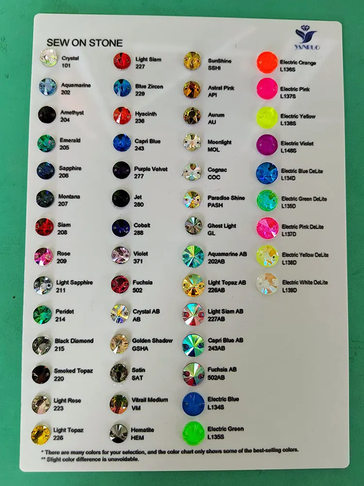 YANRUO New Sew On Stones All Color Catalog Rhinestones Decoration Dress Clothes Garment Accessories Design