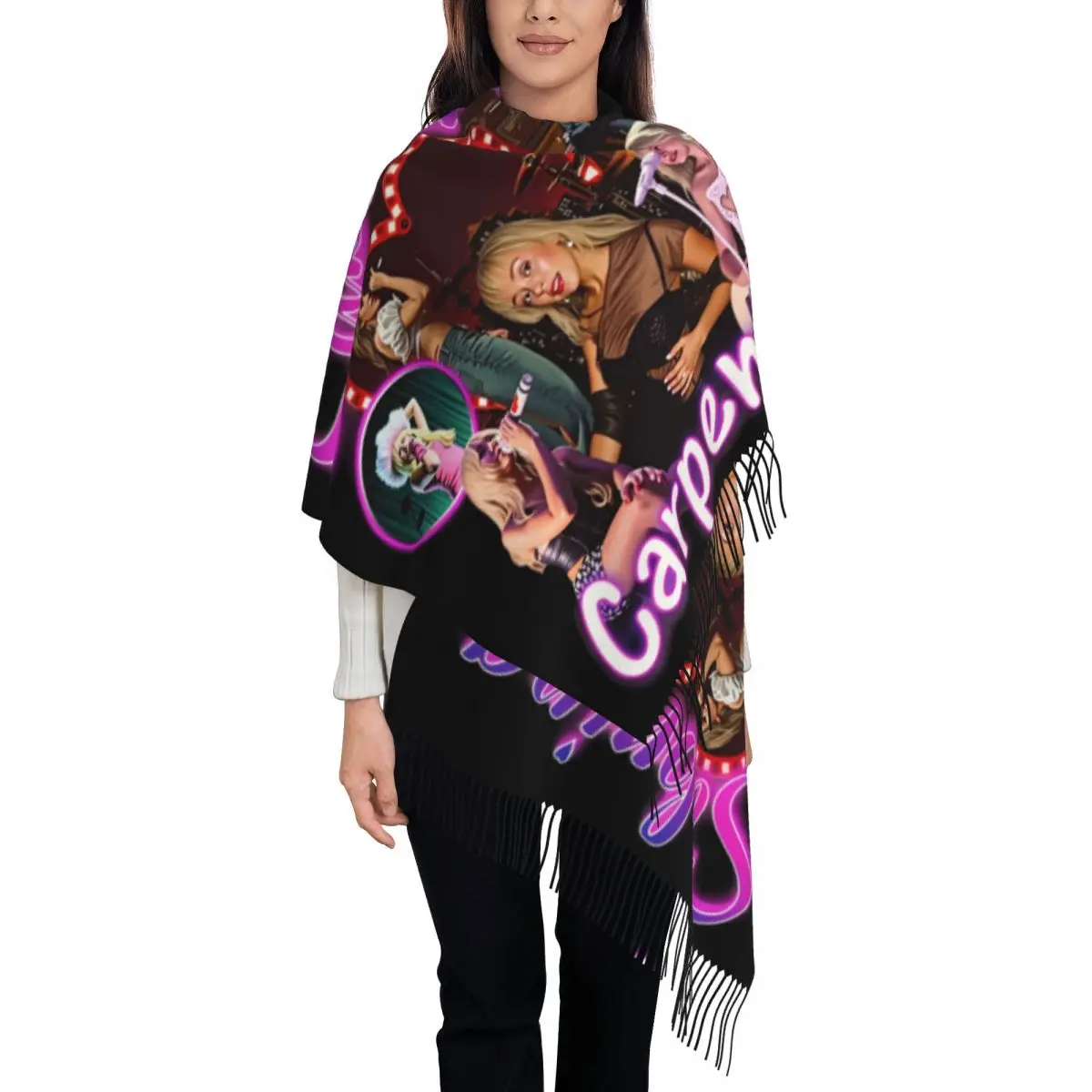 

Женский шарф с кисточками Sabrinas Carpenters, американская певица, мягкая шаль, женские зимние шарфы