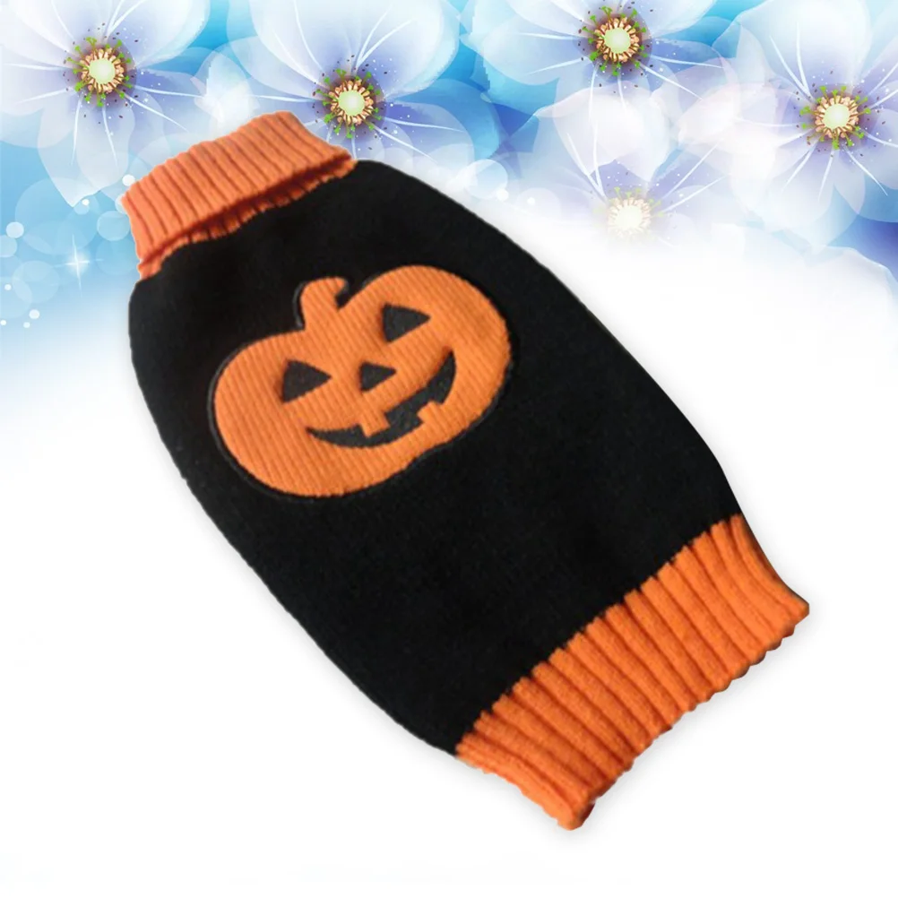

Large Dog Sweater Clothing Pumpkin Pattern Tiny Small Knit Turtleneck Pet Puppy