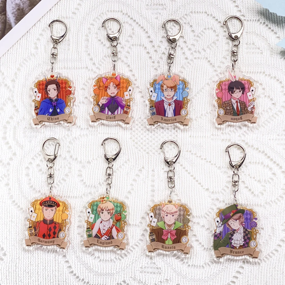 1/8PCS Anime Characters Hetalia Acrylic Keychain Accessories Keyrings Friends Gifts Funny Cartoon Bag Charms Backpack Pendant