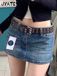 Vintage Denim Mini Cargo Skirts Women Summer New Streetwear Casual Cotton Slim Sexy Low Rise Skirt Harajuku Sweet Y2K Falda 2024