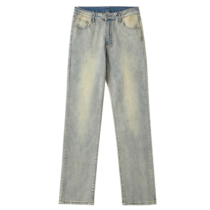 

High Street Distressed Straight Jeans Men's Retro Loose All-Matching Casual Trousers