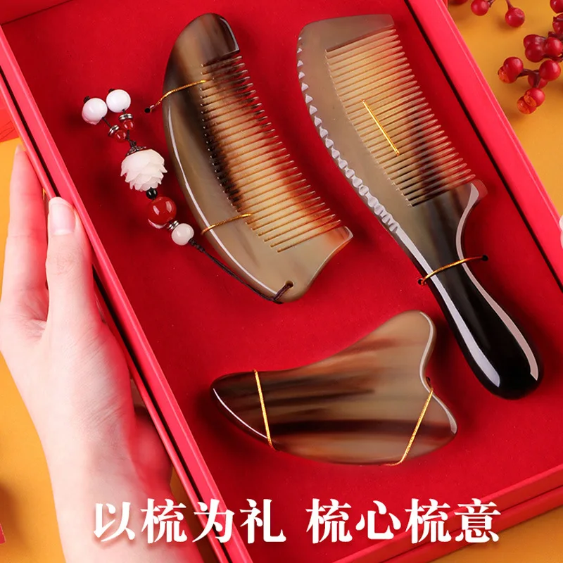 

Yak horn comb massage comb horn comb meridian massage thickening is not easy to static electricity factory direct sales