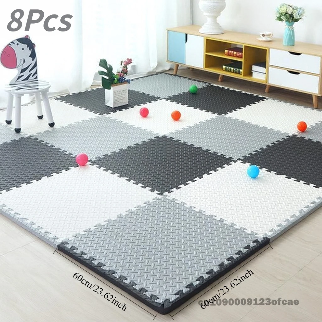 60*60cm 8 Uds suelo de púas estera de juego de espuma anticaída para niños estera de suelo entrelazada antideslizante EVA para decoración del hogar y la sala de estar