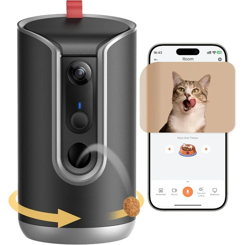 

2K Pet Camera Treat Dispenser, AI Photo Album, Dog Camera With 360° Auto Tracking & 5G/2.4G WiFi, 2-Way Talk, Remote