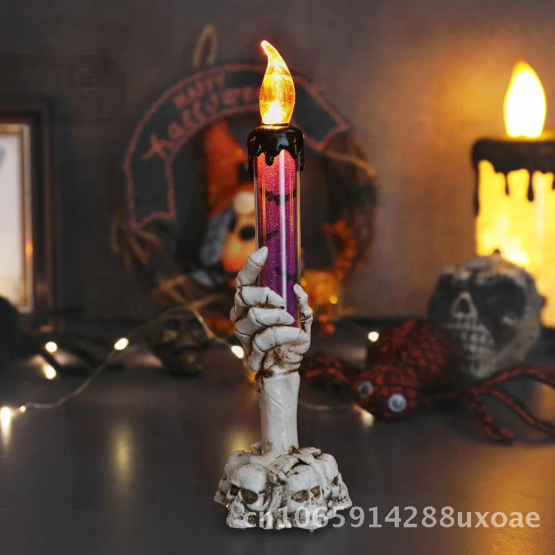 

Halloween Skull Ghost Hand Lamp Remote Control Candle Light Decorative Prop Creative Home Ornament Multicolor PS Material