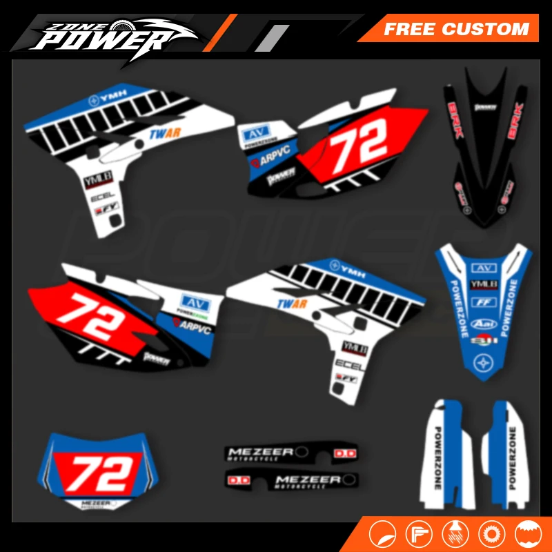 Powerzone For Yamaha WR450F WRF 450 WR 450F 2012 2013 2014 2015 Motorcycle Fairing Graphic Decals Number Name Custom