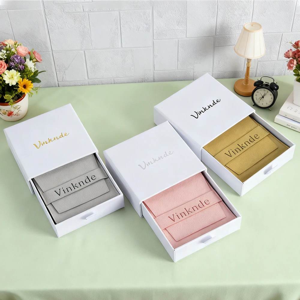 

7*7*2.5cm Paper Custom Jewelry Gift Box with Bag Pouch Personalized Logo Chic Jewellery Earrings Packaging Bulk Drawer Cardboard