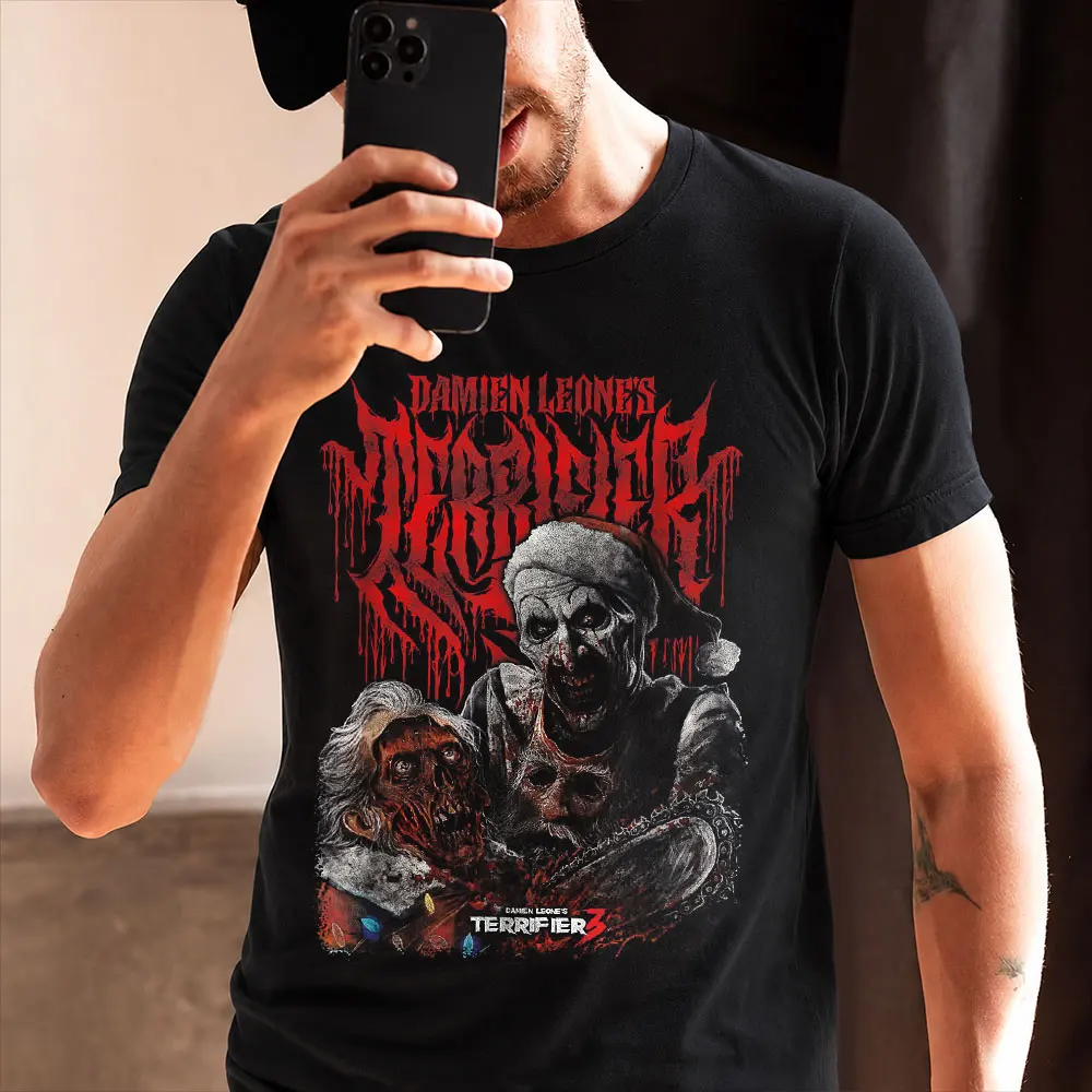 Футболка с принтом в стиле ретро-хоррор-фильма Terrifier Art The Clown Killer, страшный подарок на Хэллоуин, 0912, одежда с графическим принтом и короткими рукавами, топы всех размеров