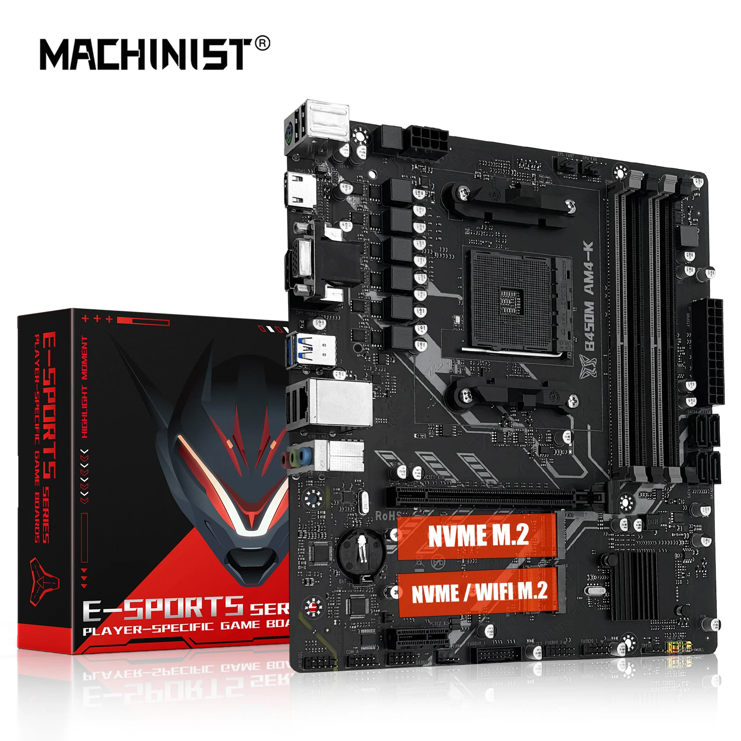 MACHINIST B450M AM4-K motherboard AMD processor dual channel support DDR4 Desktop memory AM4 Pins Dual NVME M.2 M-ATX HDMI DP