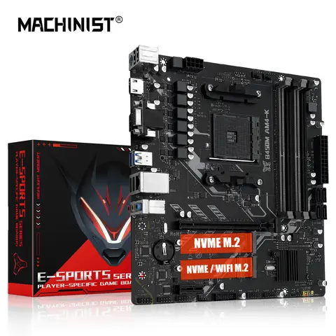 Placa-mãe MACHINIST B450M-AM4-K ADM suporta série AM4 (CPU Ryzen 1-5) DDR4 RAM Dual NVME M.2 com interface HDMI VGA DP