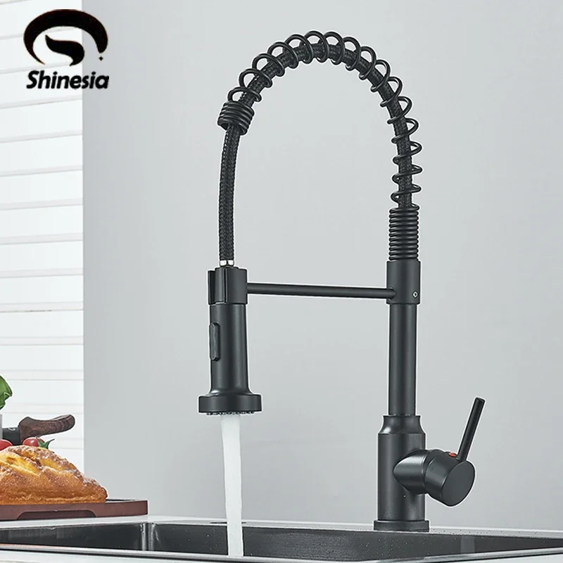 

Shinesia Black Kitchen Faucet Stainless Steel Mixer Tap 360 Degree Rotation Stream Sprayer Nozzle Kitchen Sink Hot Cold Taps