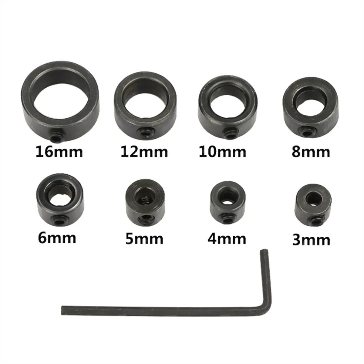 A78I Drill Stop Bit Collar Set 3-16mm with Hex Wrench Bit Limit Ring Twist Drill Positioning Ring Tool Accessories