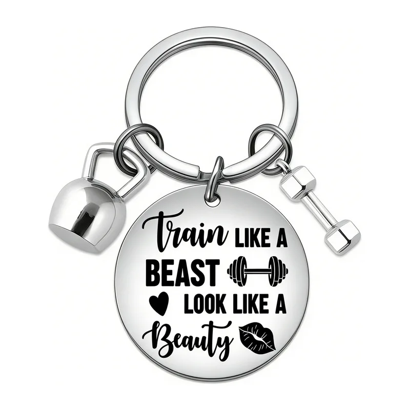 Stainless Steel Keychain Gifts for Gym Lovers Workout Accessories Keyring DIY Jewelry Gift