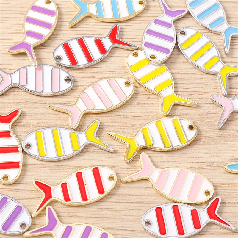 5 Stück 12x26mm Niedliche Bunte Emaille-Fisch-Anhänger für die Herstellung von Ohrhängern, Halsketten, Armbändern, DIY-Handwerk und Schmuckzubehör – Detail 4