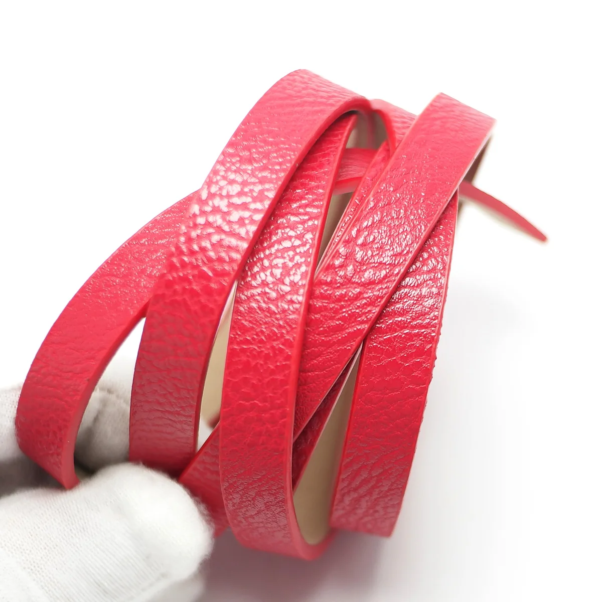 46inch Red Litchi Pattern Leather Cord,Imitation Leather Strip,Waist Chain Bracelet Making, Faux Leather Strips