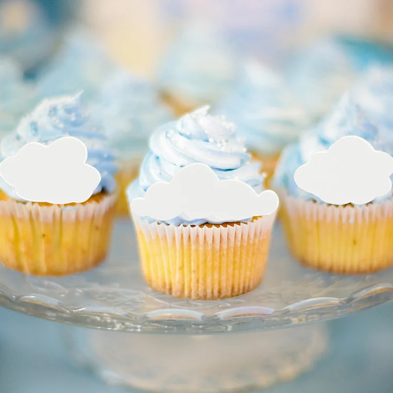 Picture 7: 48/24/6Pcs White Cloud Cupcake Toppers Boho Rainbow Cake Decorations for Birthday Wedding Baby Shower Party Cake Cupcake Decor