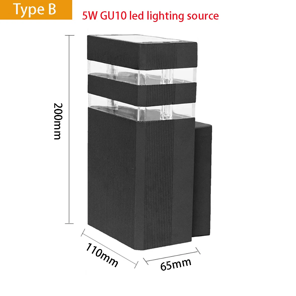 LED Wall Lamp AC85-265V GU10 LEDs Modern Minimalist Style Indoor/Outdoor IP65 Waterproof Lamp with 3 Years Warranies