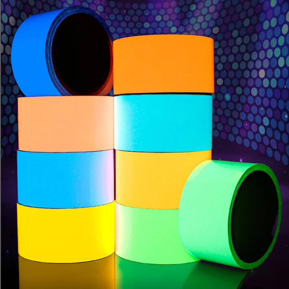 1 Roll Fluorescent Tape Width 1.5/2/3CM Stage Staircase Super Bright Luminous Strip Wallpaper Sticker Long 45 Meters Warn Tape