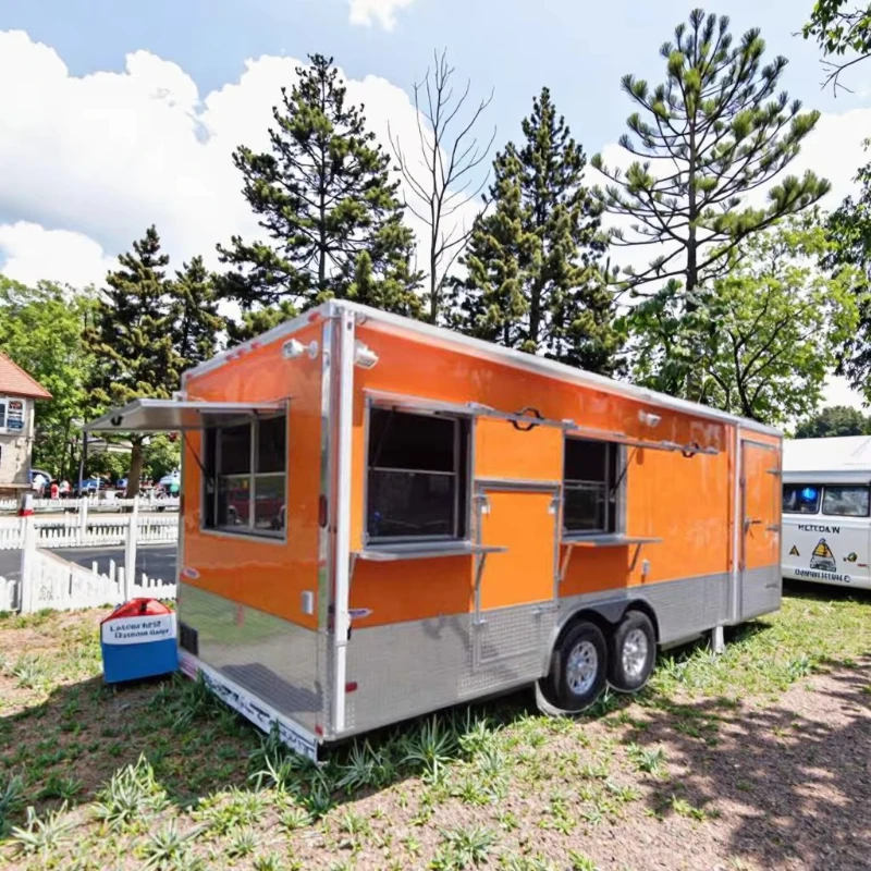 Customized Mobile Food Truck Smooth Moving Food Trailer Universal Wheel Catering Cart Rotate Street Vending Food Business Cart
